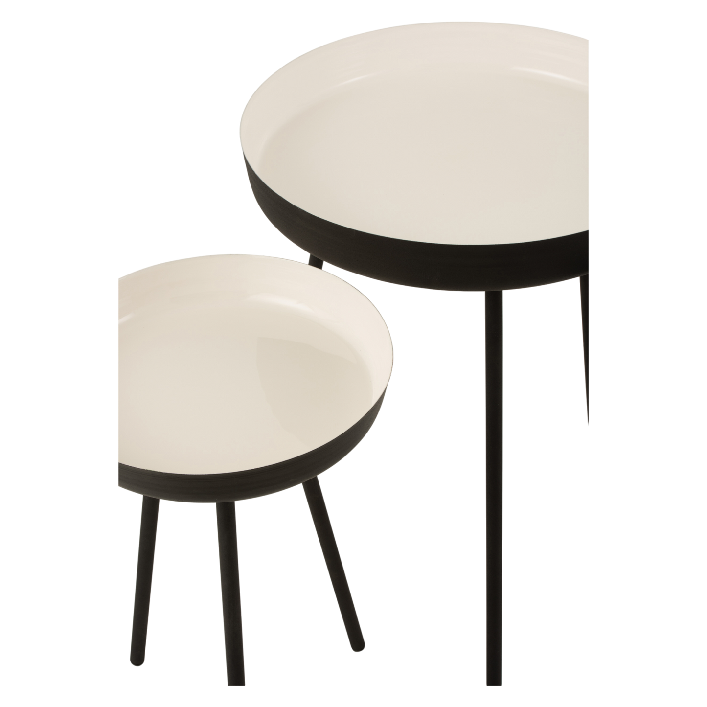 SET OF 3 NEST OF TABLES BLACK/WHITE METAL