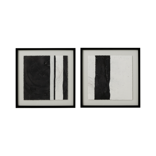 Ensemble de deux tableaux lignes blanc/noir