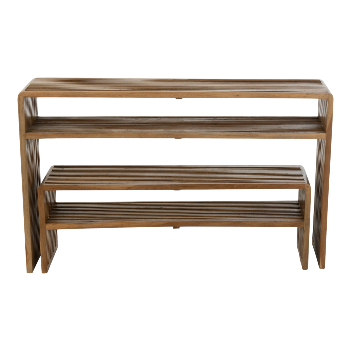 Ensemble de 2 consoles avec étagère teck recycle naturel