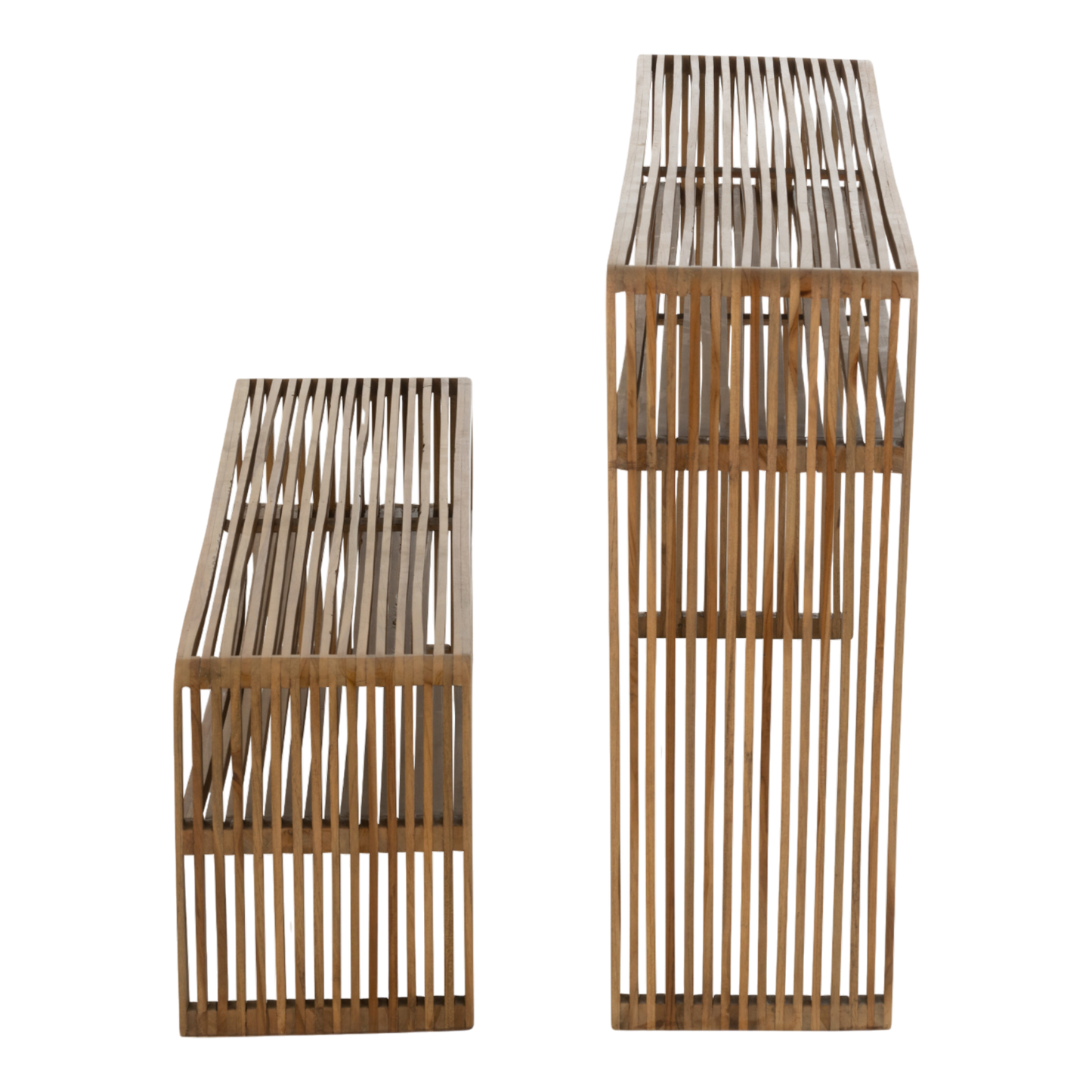Ensemble de 2 consoles avec étagère teck recycle naturel