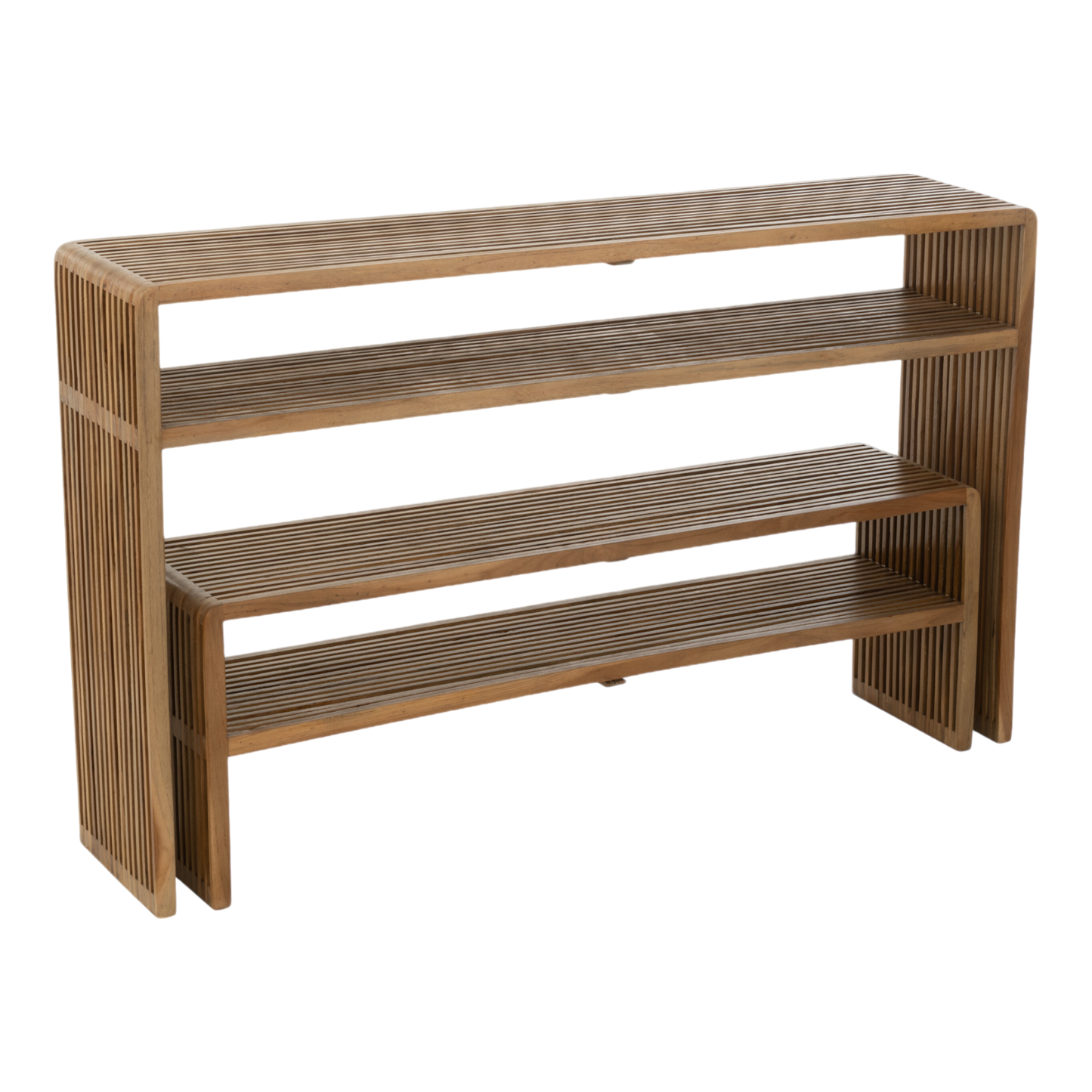 Ensemble de 2 consoles avec étagère teck recycle naturel