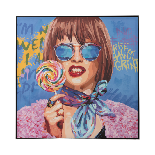 Tableau femme graffiti sucette