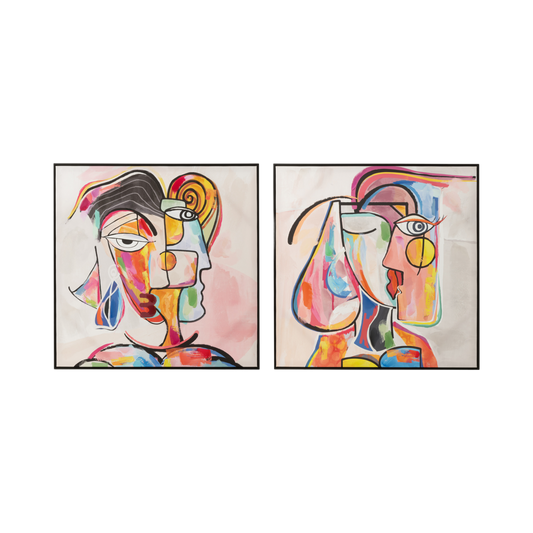Tableau visage abstrait coloré