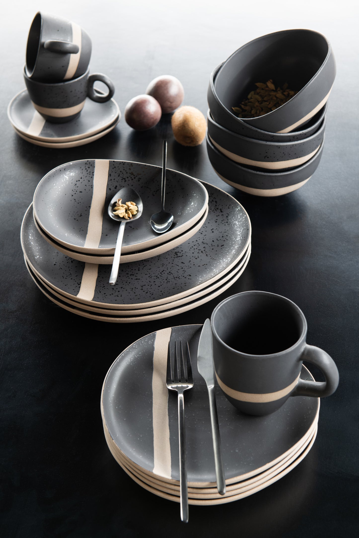 Assiette Ceramique Noir/Taupe Small