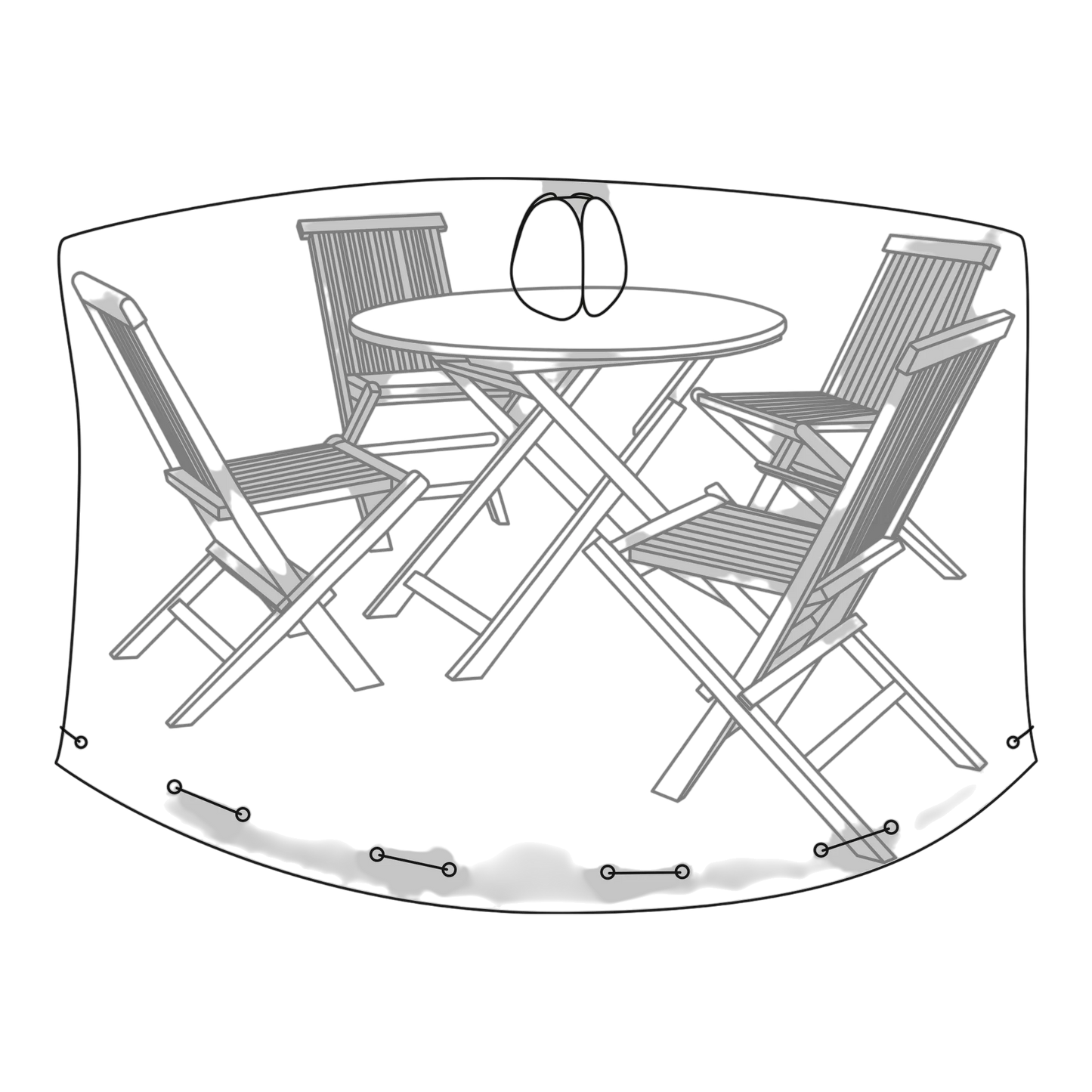 Housse de protection luxe pour table ronde 180 cm avec 4 chaises en polyester noir
