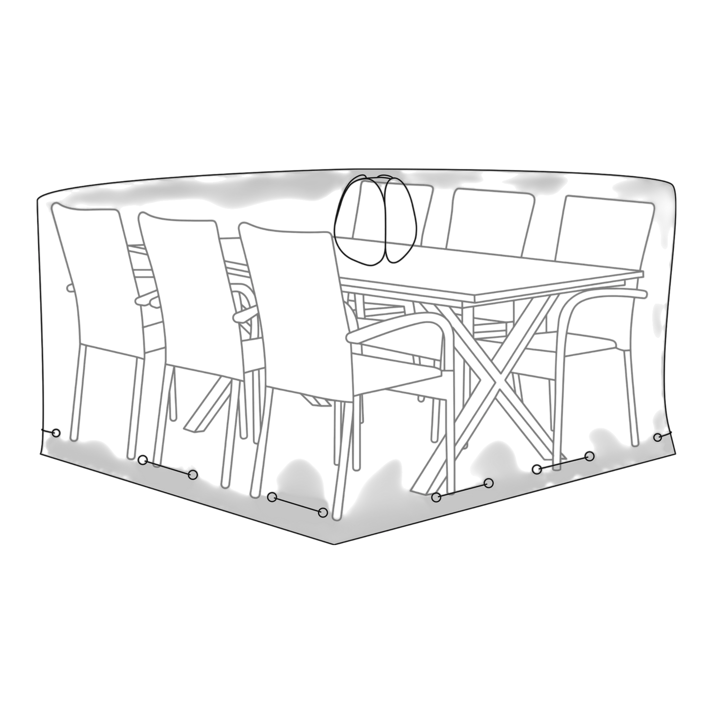Housse de protection luxe pour table avec 6 chaises, 210g/m2 en polyester