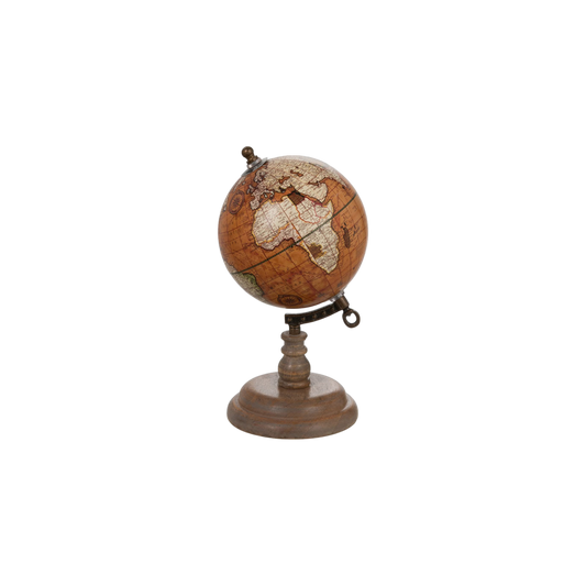 Globe rouille sur pied bois