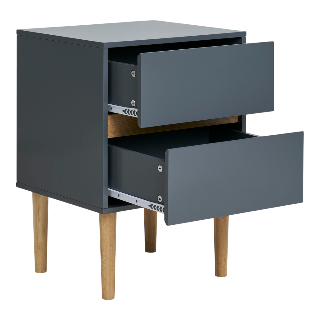 Table d'appoint à deux tiroirs gris foncé Bisley