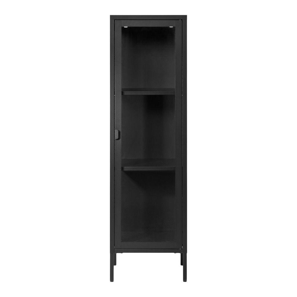 Petit meuble vitrine avec porte vitrée noir