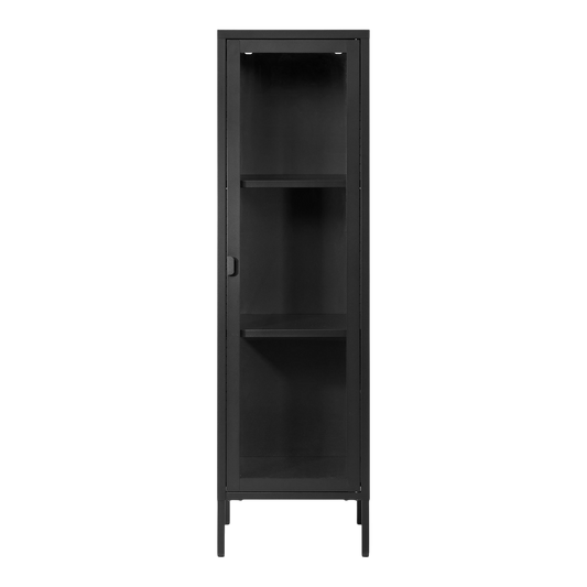 Petit meuble vitrine avec porte vitrée noir
