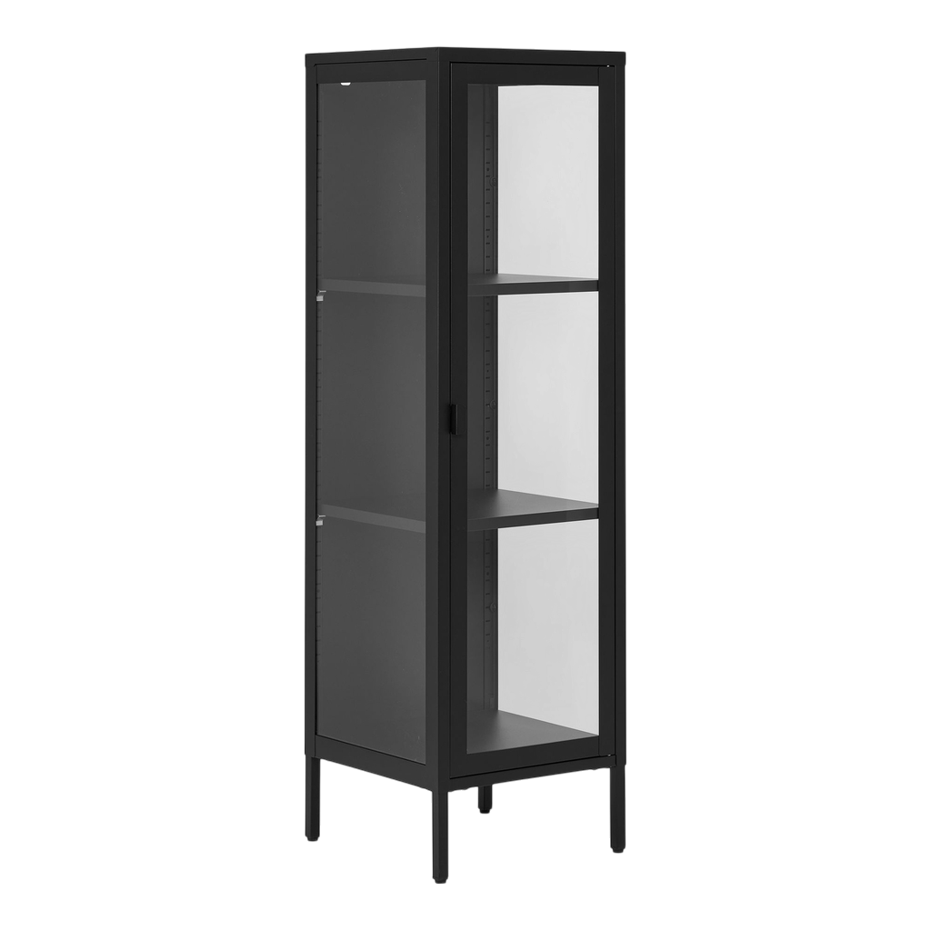 Petit meuble vitrine avec porte vitrée noir