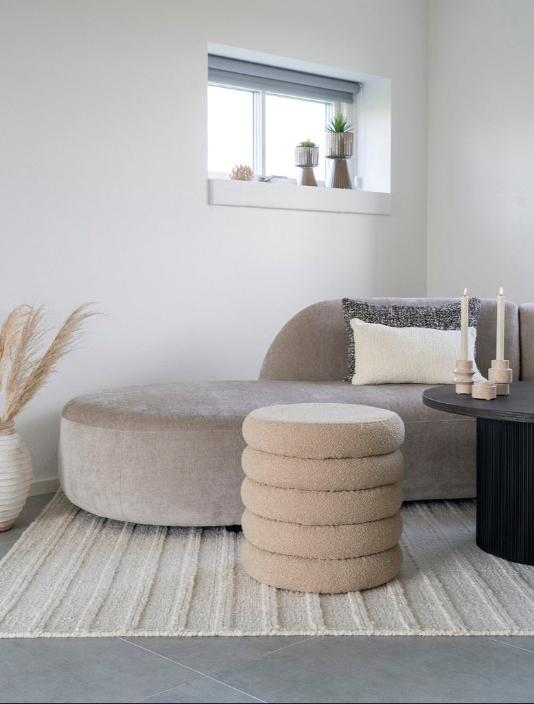Pouf bouclé beige