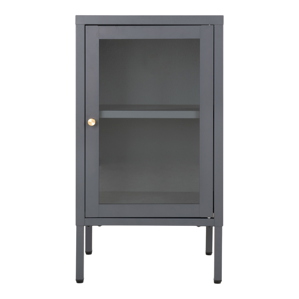 Meuble vitrine gris avec porte vitrée Dalby