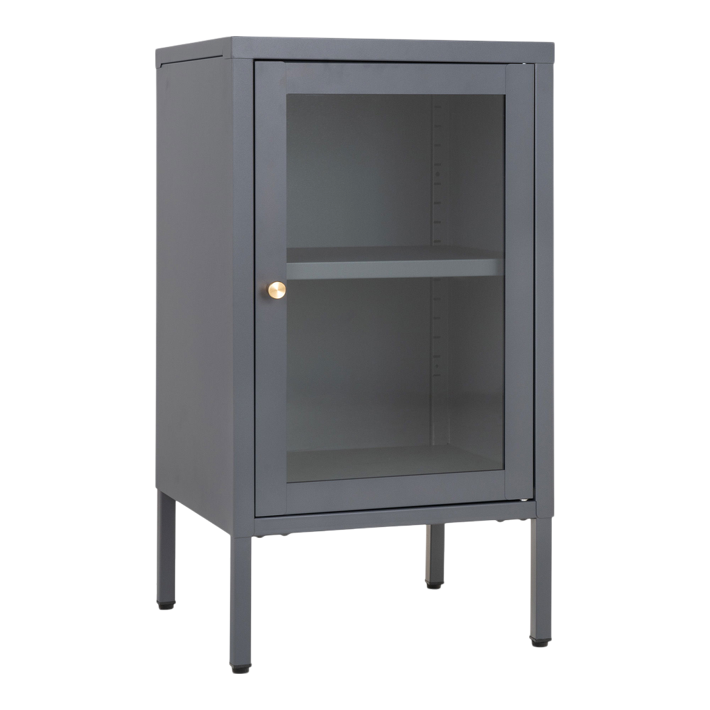 Meuble vitrine gris avec porte vitrée Dalby