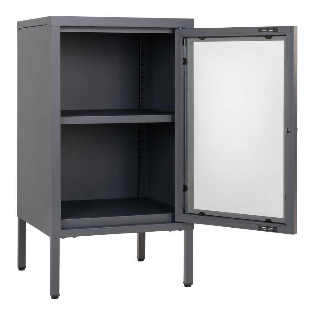 Meuble vitrine gris avec porte vitrée Dalby