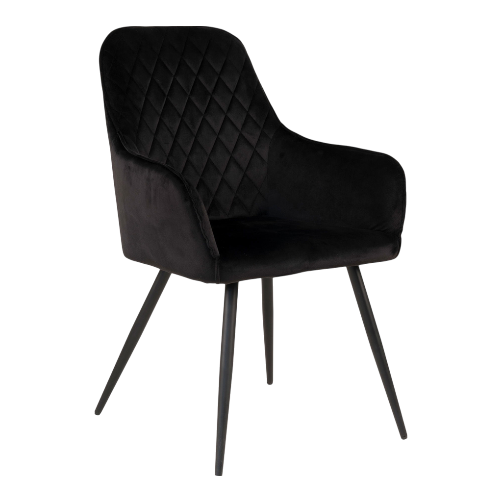 Chaise en velours de salle à manger Harbo (ensemble de 2) noir