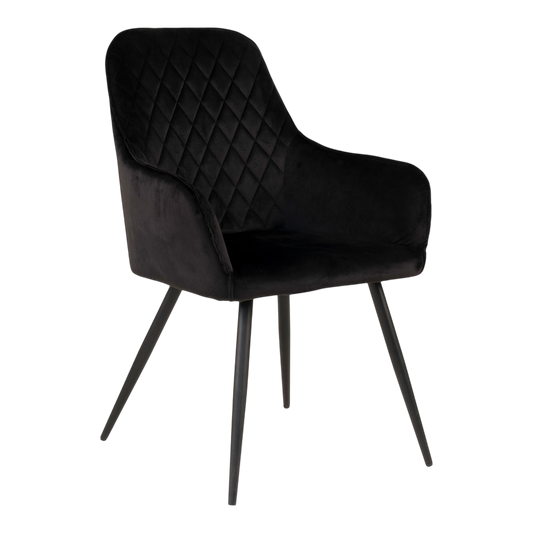 Chaise en velours de salle à manger Harbo (ensemble de 2) noir