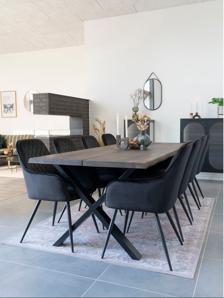 Chaise en velours de salle à manger Harbo (ensemble de 2) noir