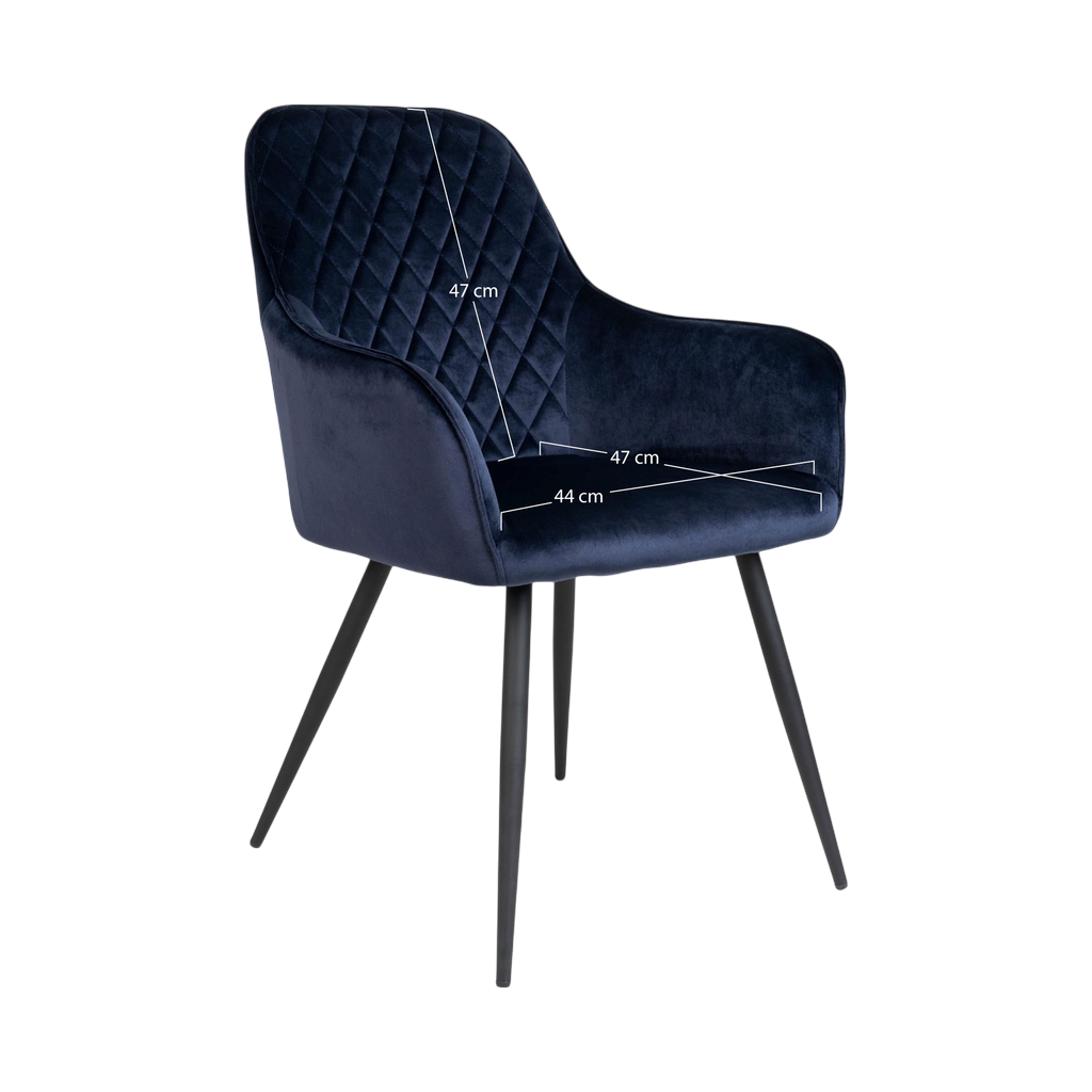 Chaise en velours de salle à manger Harbo (ensemble de 2) bleu