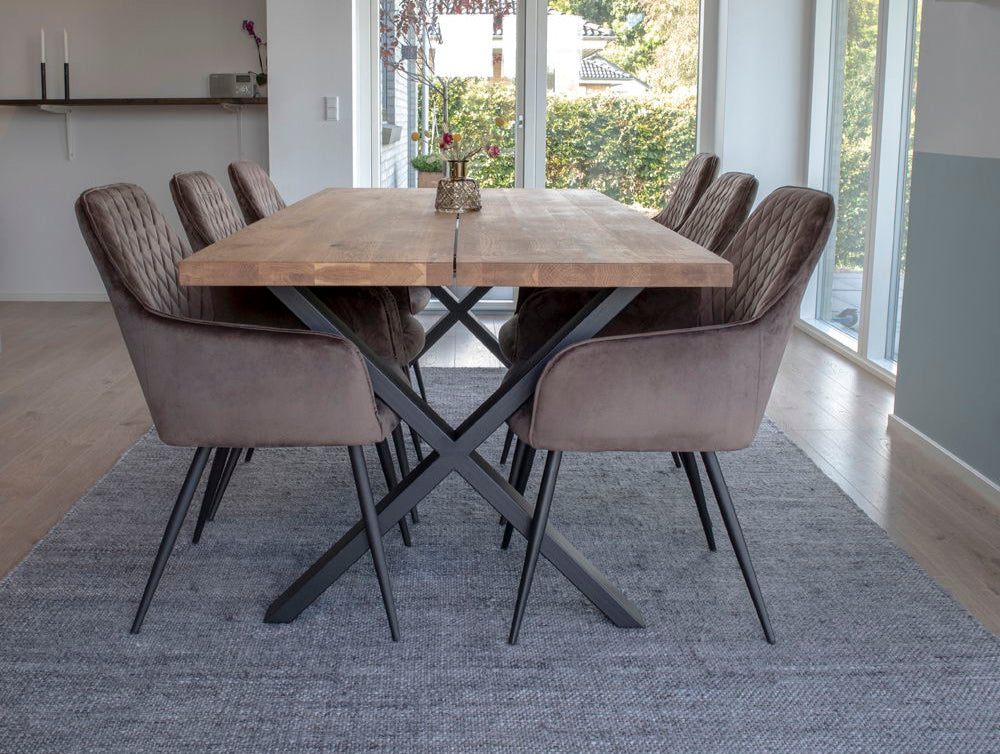 Chaise en velours de salle à manger Harbo (ensemble de 2) marron clair