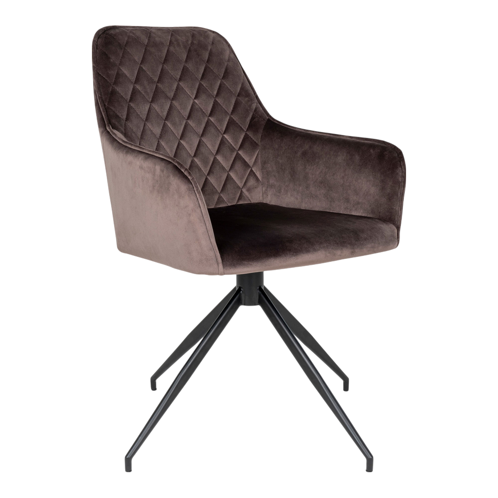 Chaise de salle à manger pivotante Harbo en velours marron clair