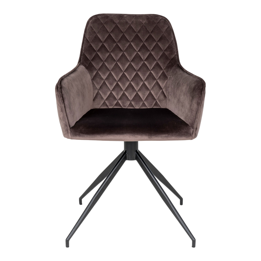 Chaise de salle à manger pivotante Harbo en velours marron clair