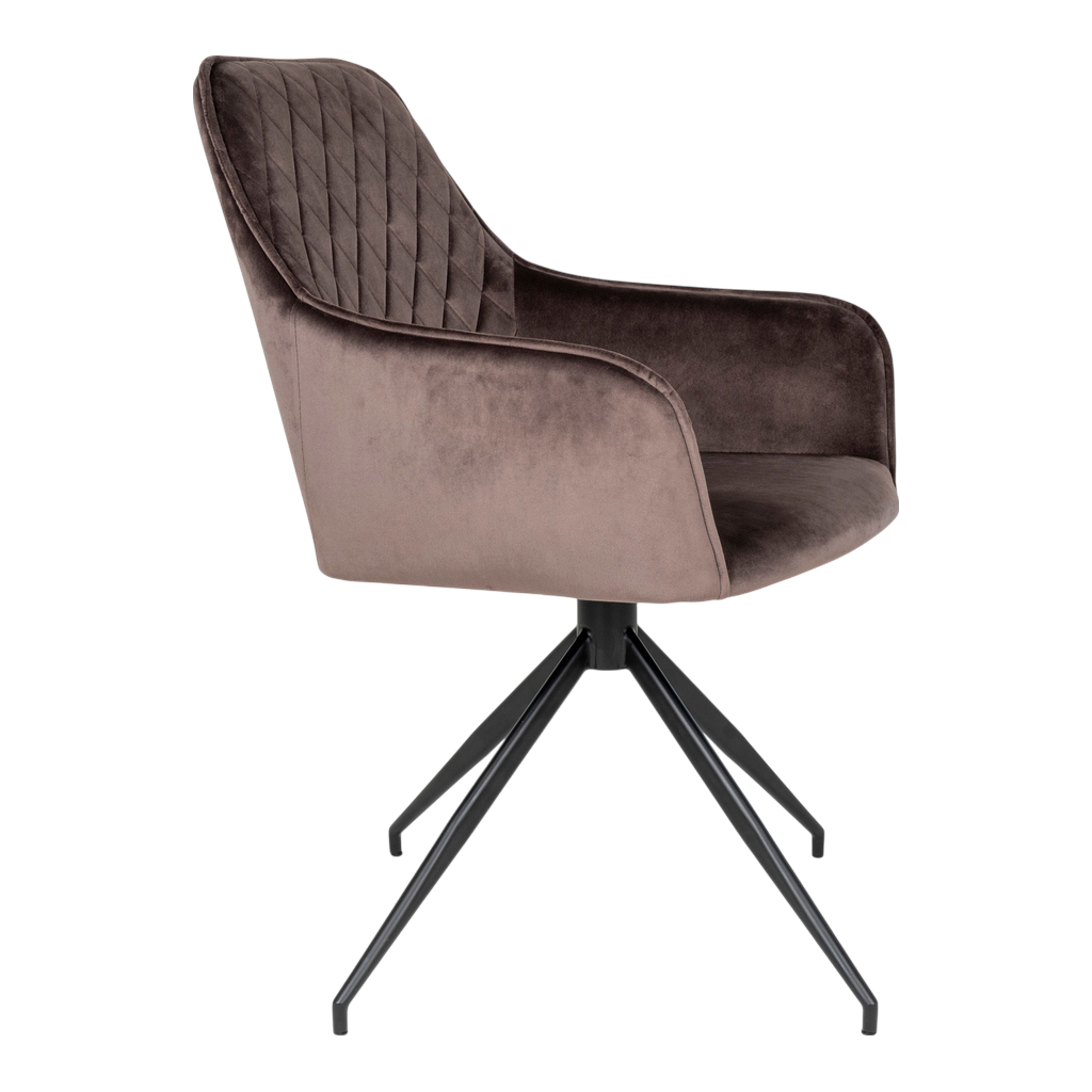 Chaise de salle à manger pivotante Harbo en velours marron clair