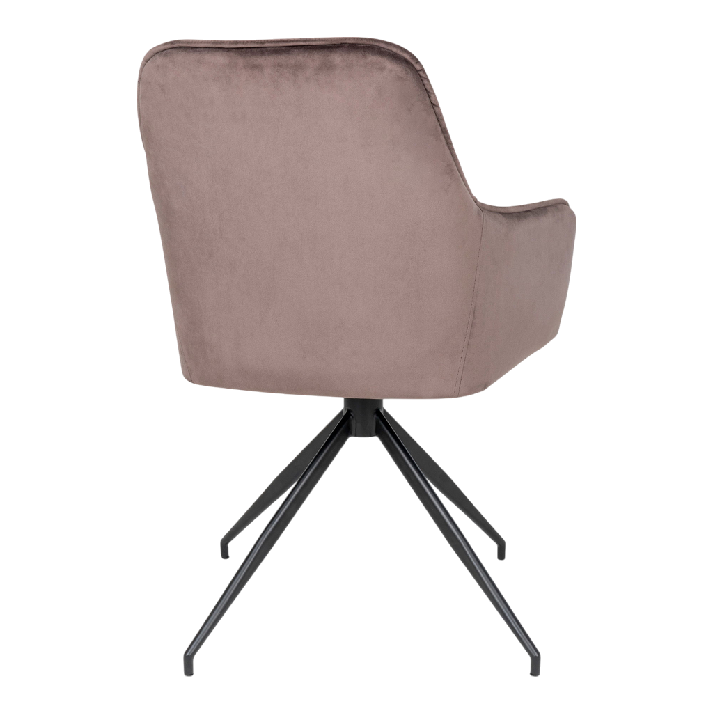Chaise de salle à manger pivotante Harbo en velours marron clair