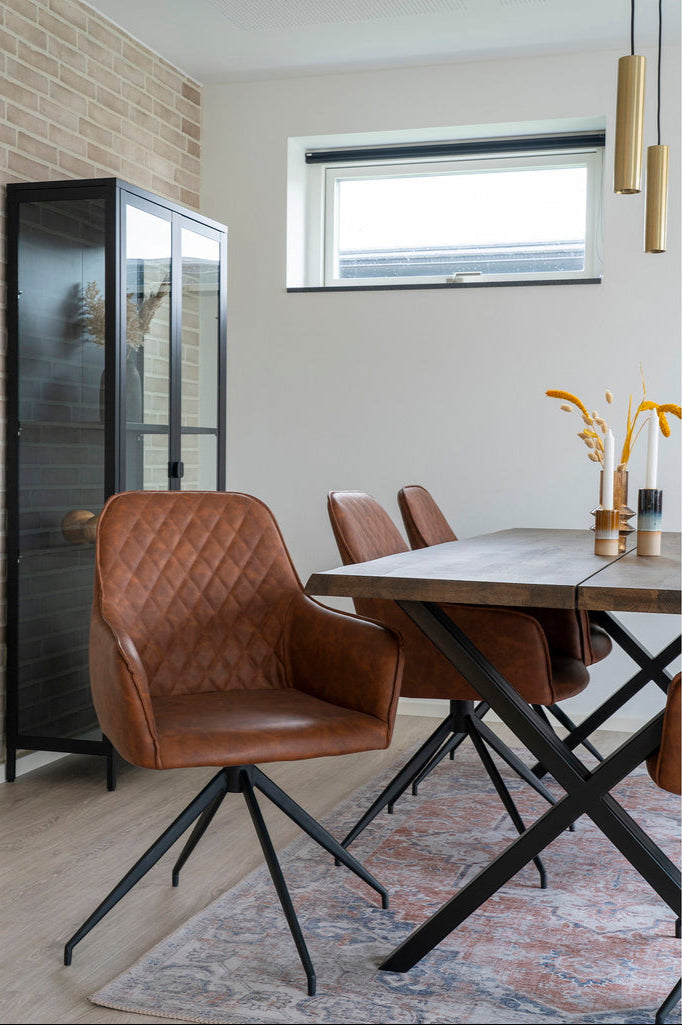 Chaise vintage de salle à manger pivotante Harbo marron
