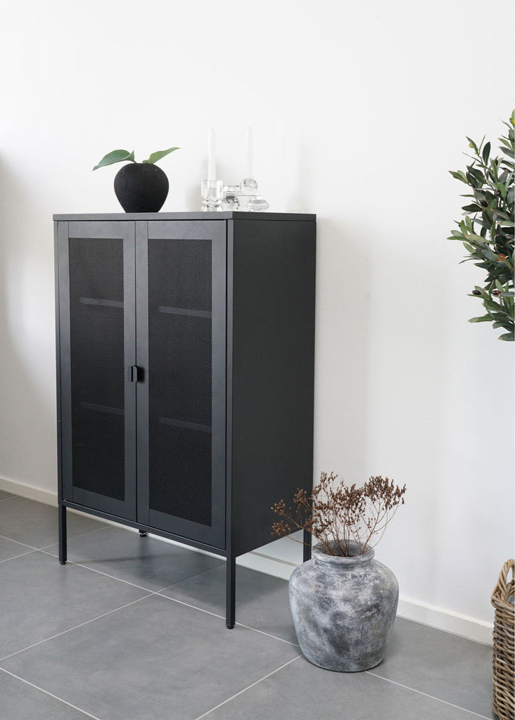 Meuble vitrine avec portes vitrées noir