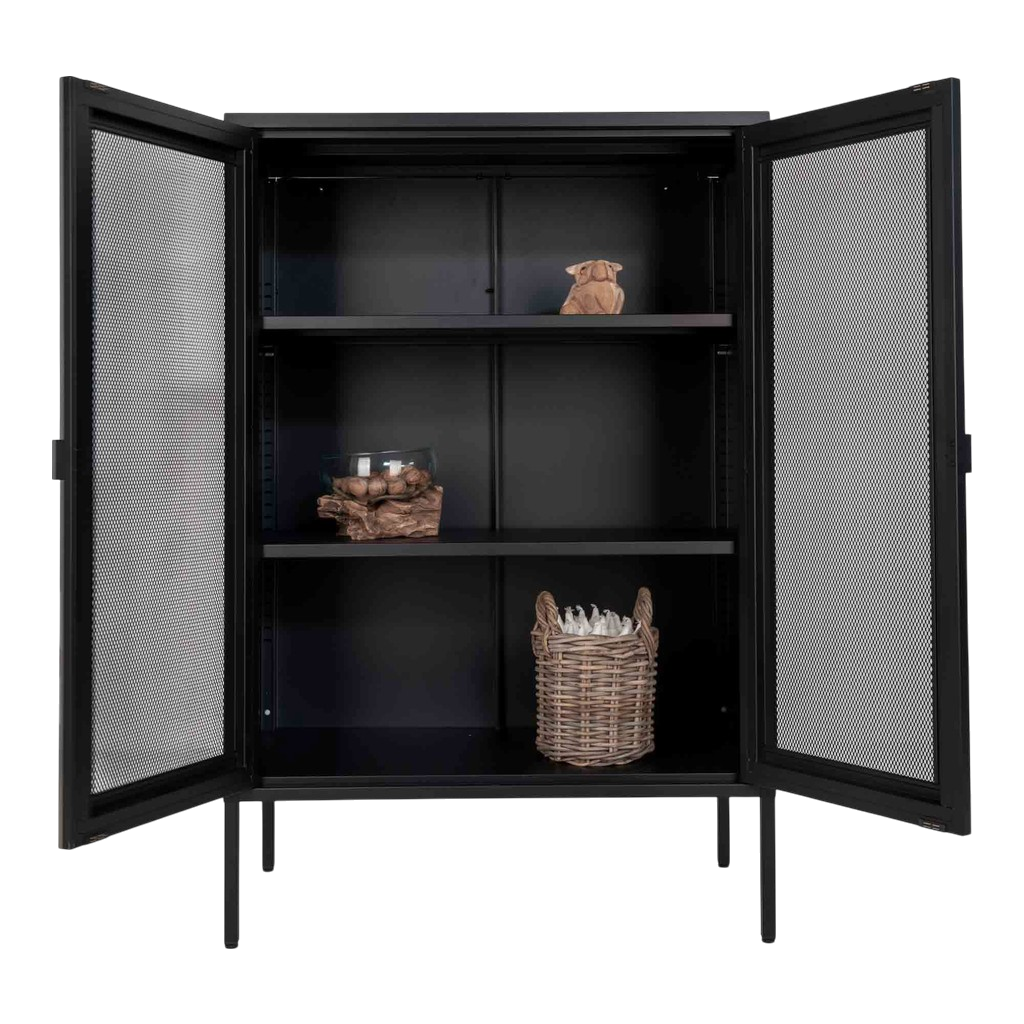 Meuble vitrine avec portes vitrées noir