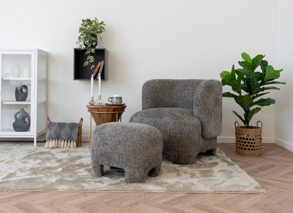Pouf 4 pieds beige Nazare