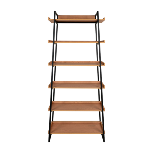 Bibliothèque noir et naturelle à 6 planches Sakai