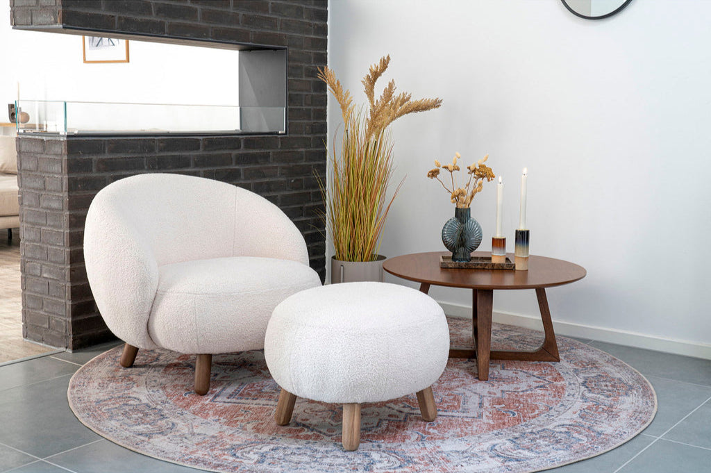 Pouf blanc 4 pieds Savona Footrest
