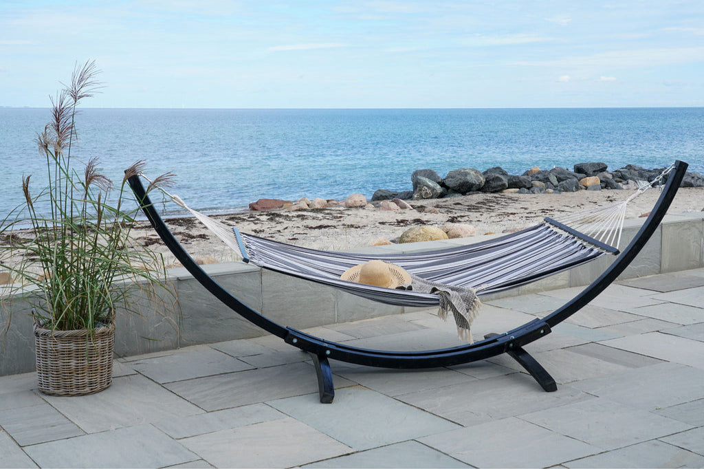 Hamac sur support en bois, mélèze, polyester/coton