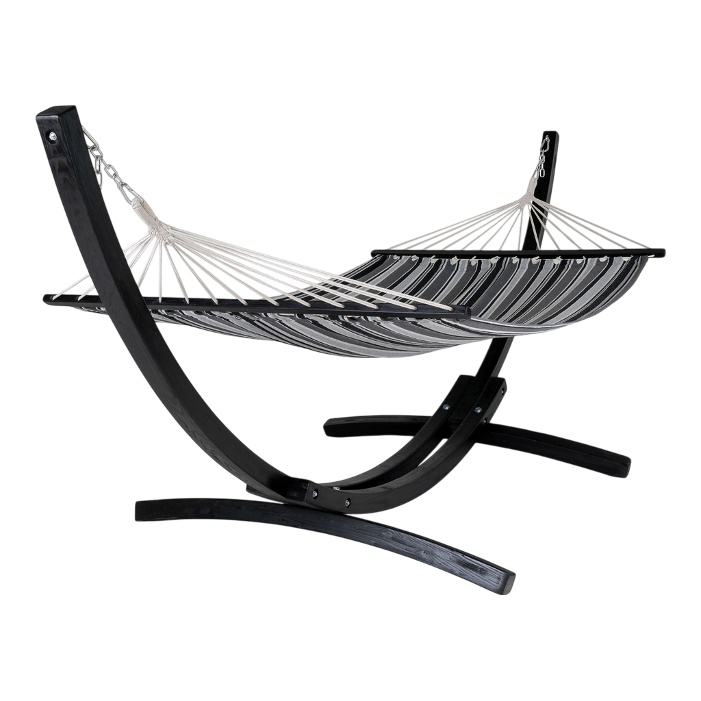 Hamac sur support en bois, mélèze, polyester/coton