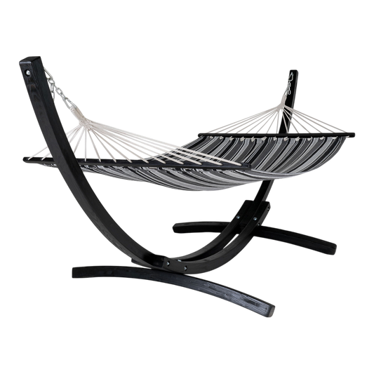 Hamac sur support en bois, mélèze, polyester/coton