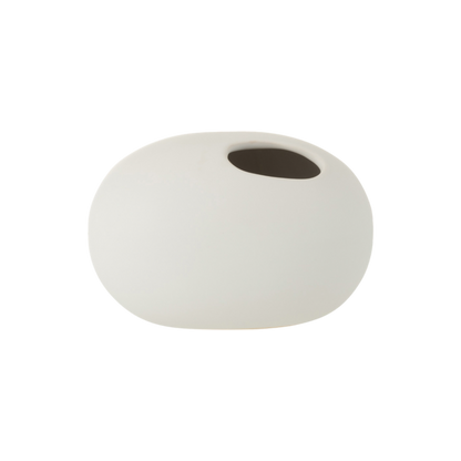 SMALL WHITE CERAMIC OVAL VASE