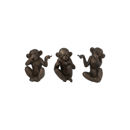 ASSORTMENT OF 3 SMALL RESIN MONKEYS