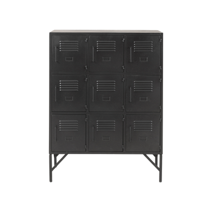 WARDROBE 9 DOORS BLACK METAL