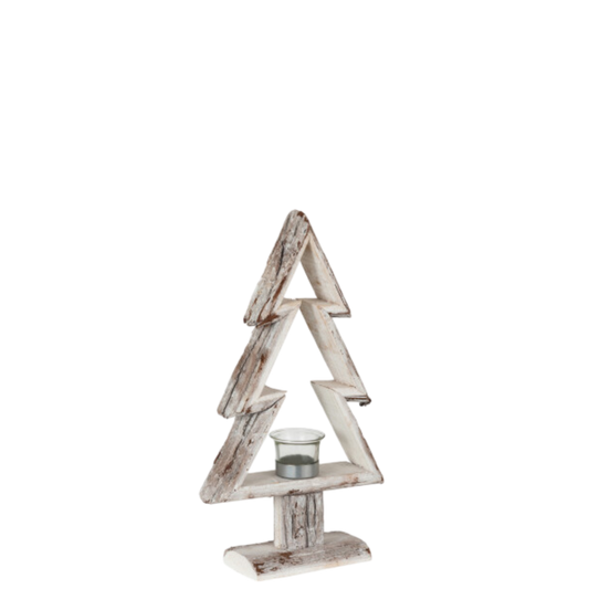 Photophore Sapin De Noel Bois Blanc Small