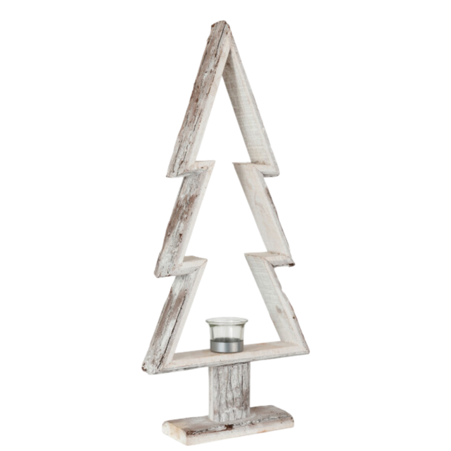 Photophore Sapin De Noel Bois Blanc Large