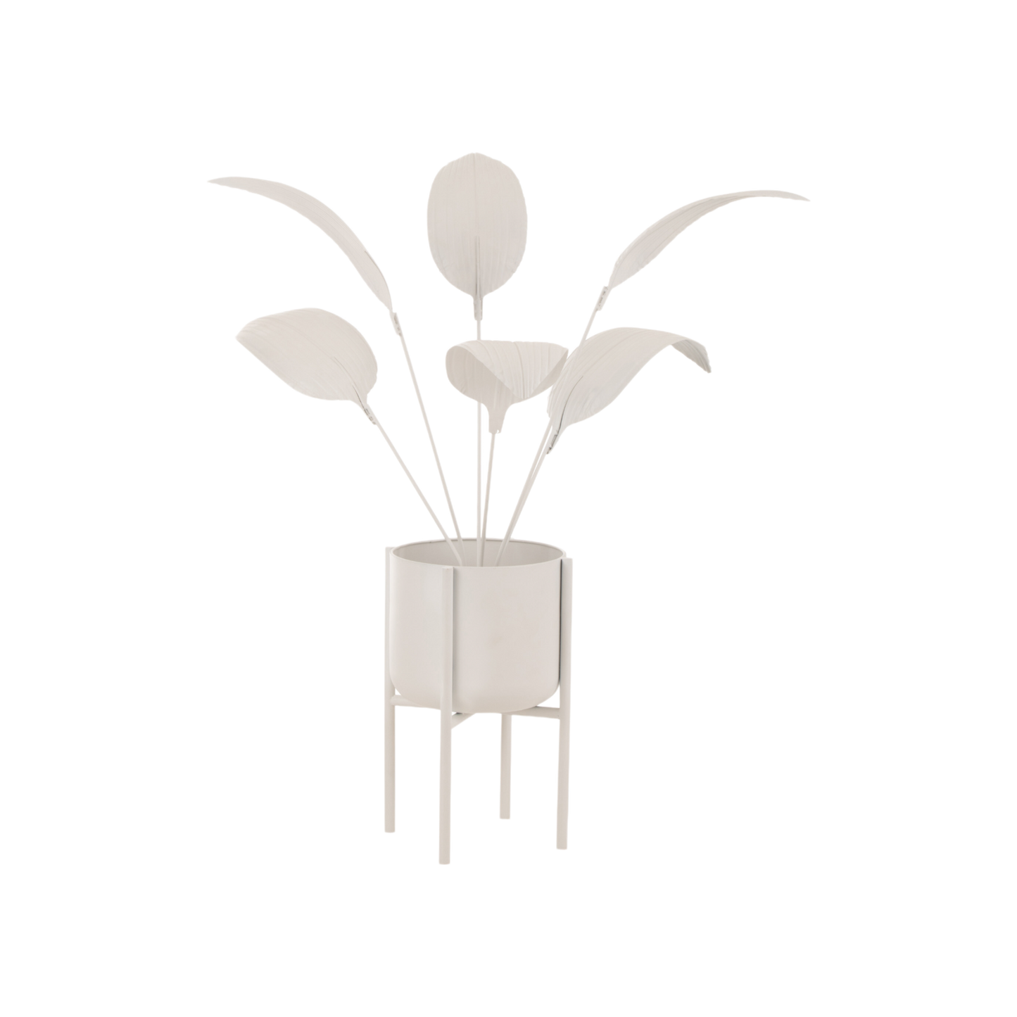 WHITE METAL PLANT DECORATION