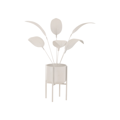 WHITE METAL PLANT DECORATION