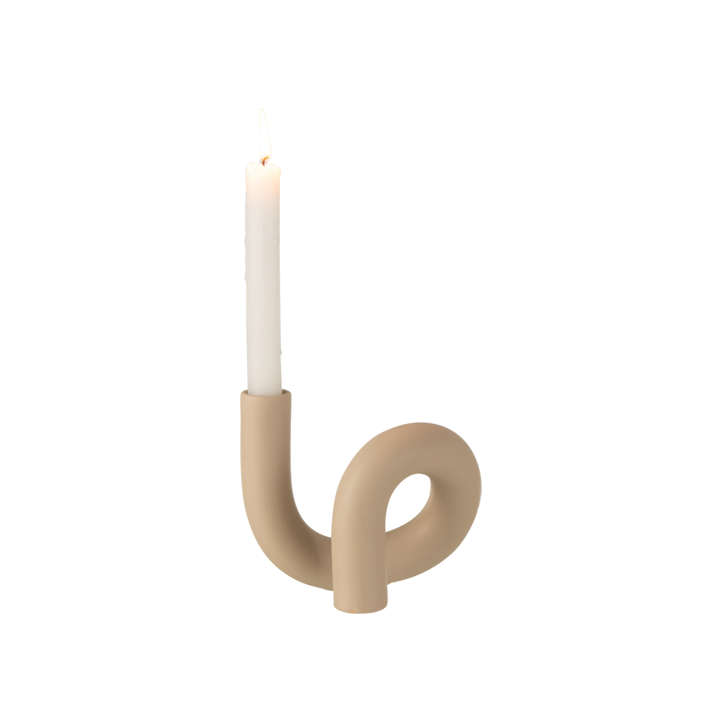 TORSION CANDLE HOLDER 1 BEIGE CANDLE