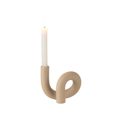 TORSION CANDLE HOLDER 1 BEIGE CANDLE