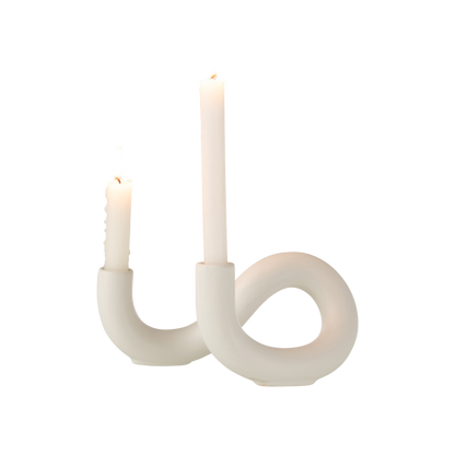 TORSION CANDLE HOLDER 2 WHITE CANDLES