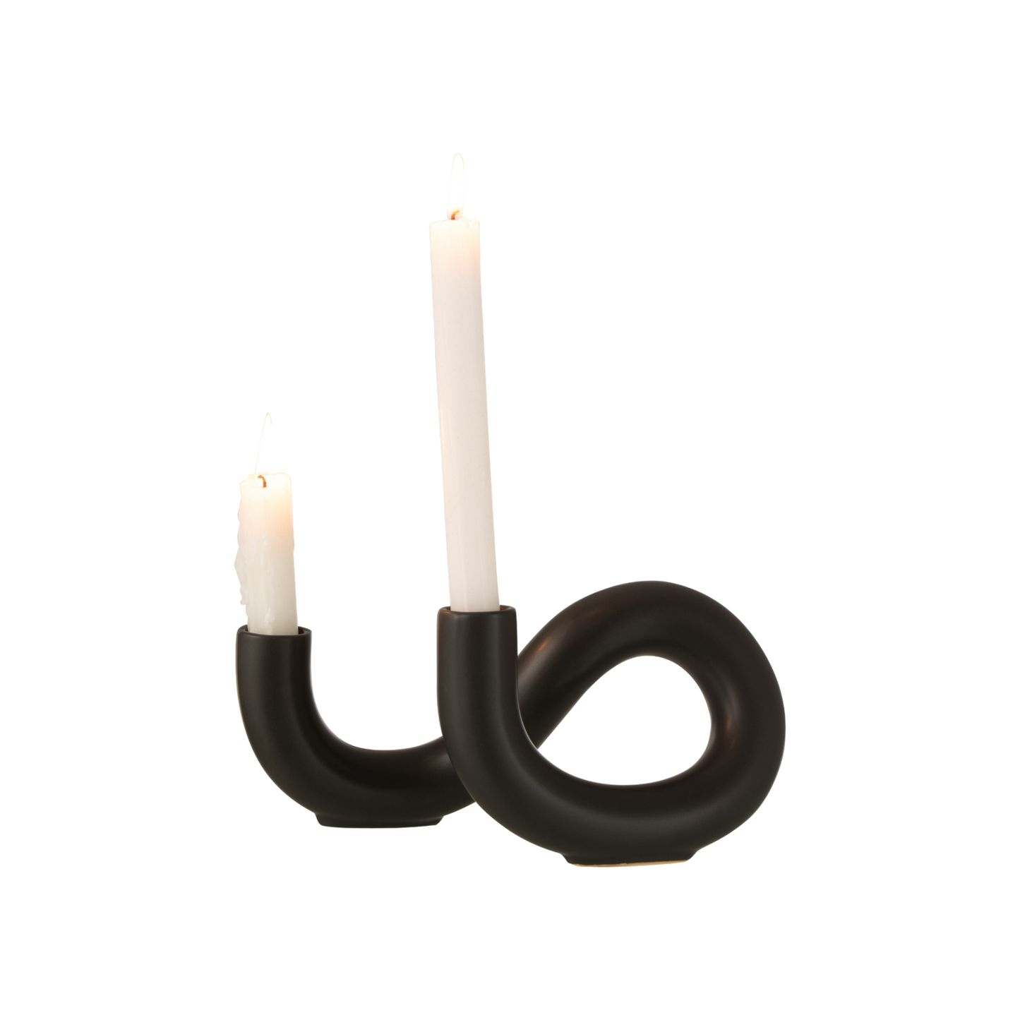 TORSION CANDLE HOLDER 2 BLACK CANDLES