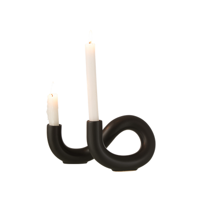 TORSION CANDLE HOLDER 2 BLACK CANDLES