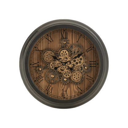 Horloge ronde chiffres romain engrenage